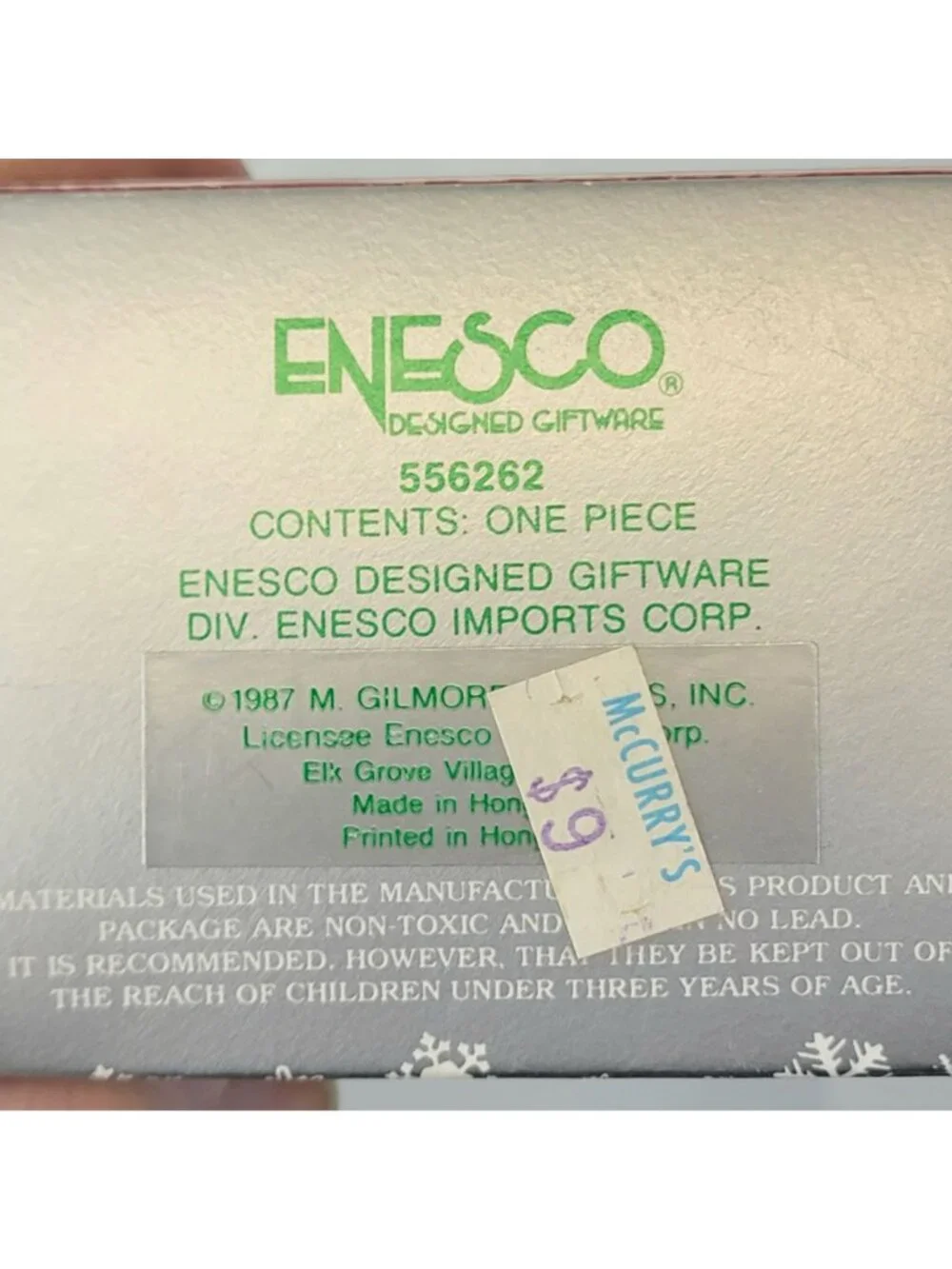 Enesco Vintage 1987 Christmas Tree Ornament Hanging Teddy Suspenders Box 80s Dec
